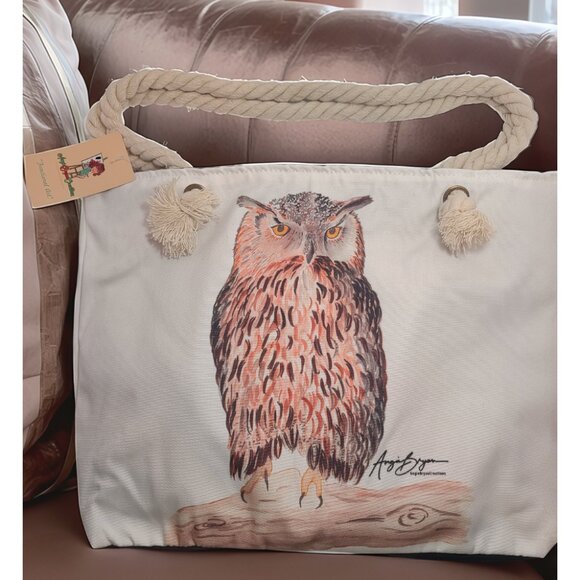 🦉 Angie Bryan Creations Owl Tote Bag – Original Artwork Print - Picture 3 of 14